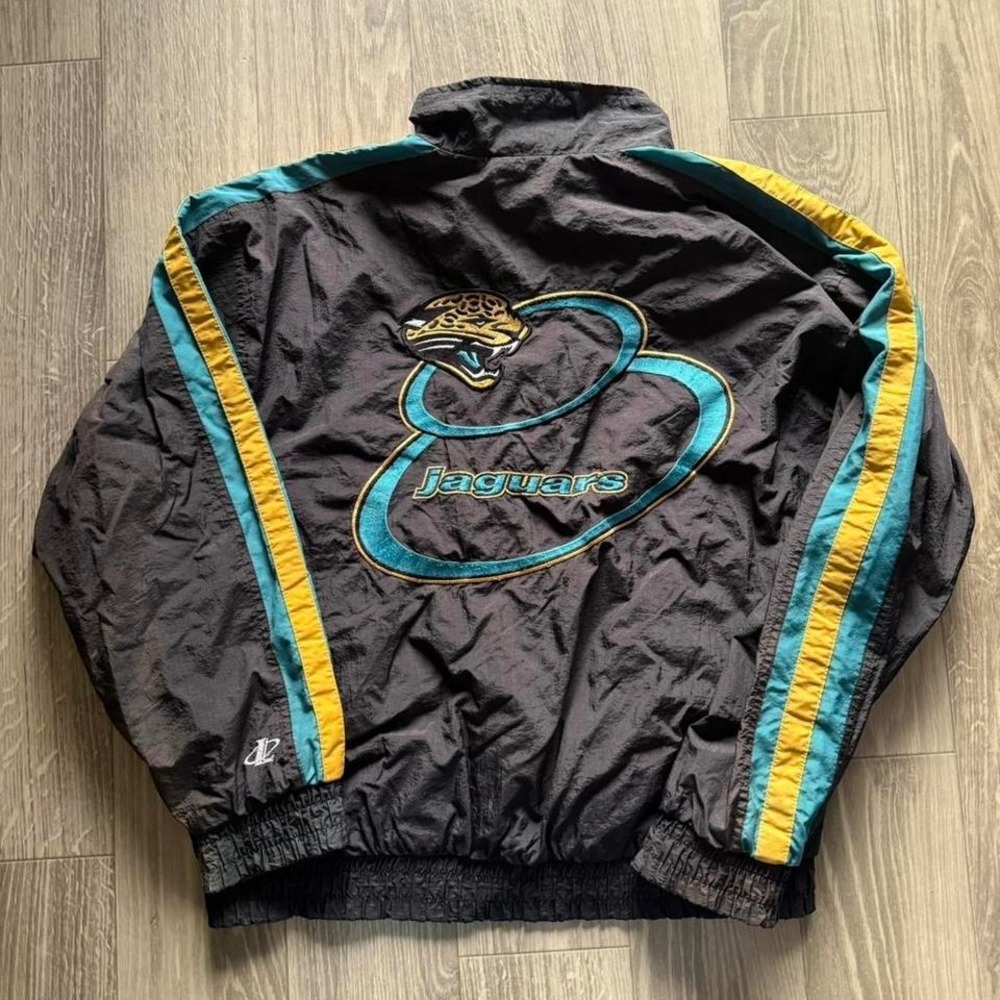 Logo Athletic Jacksonville Jaguars Windbreaker Jacket Mens XL Black Teal 90s NFL